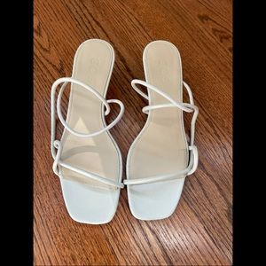 COS Ecru Strappy Leather Sandal with Squared Toe